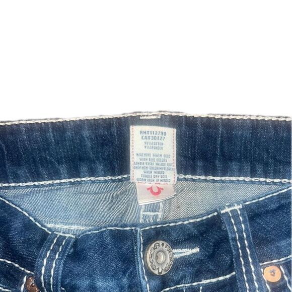 Vintage Y2K 2000 True Religion Women's Dark Denim Jeans with White Stitch SZ 32 - Picture 3 of 5